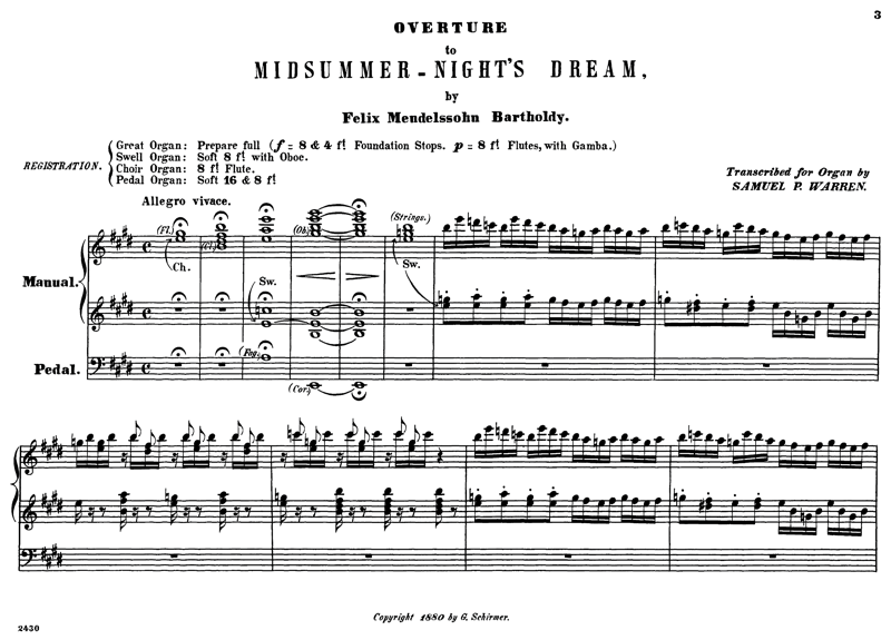 Performance of Midsummer Night's Dream by Mendelssohn